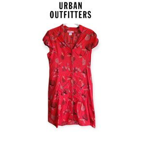 Urban Outfitters Lux Y2K Red Apple Print Teacher Dress S